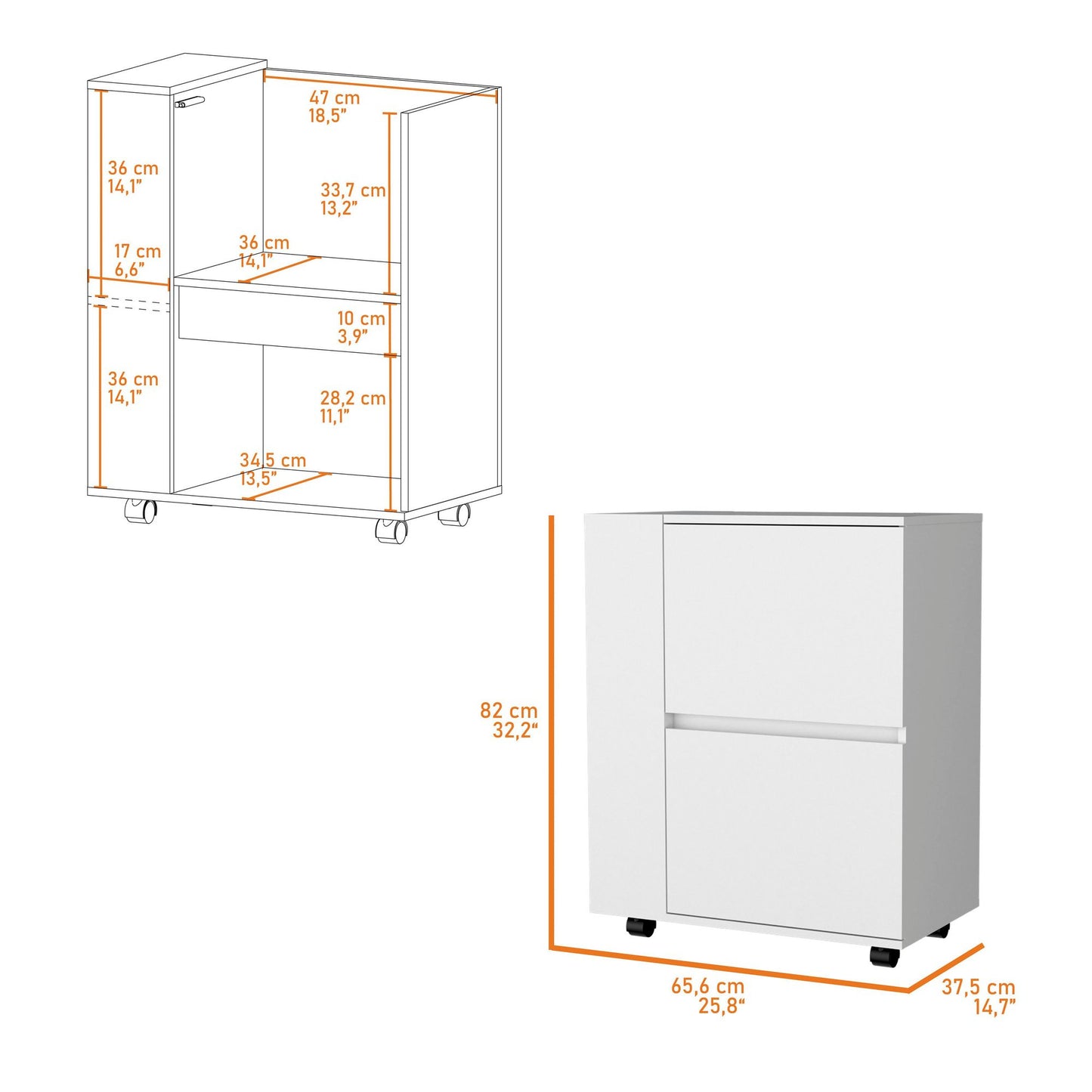 White 2-Cabinet Bar Cart image 6