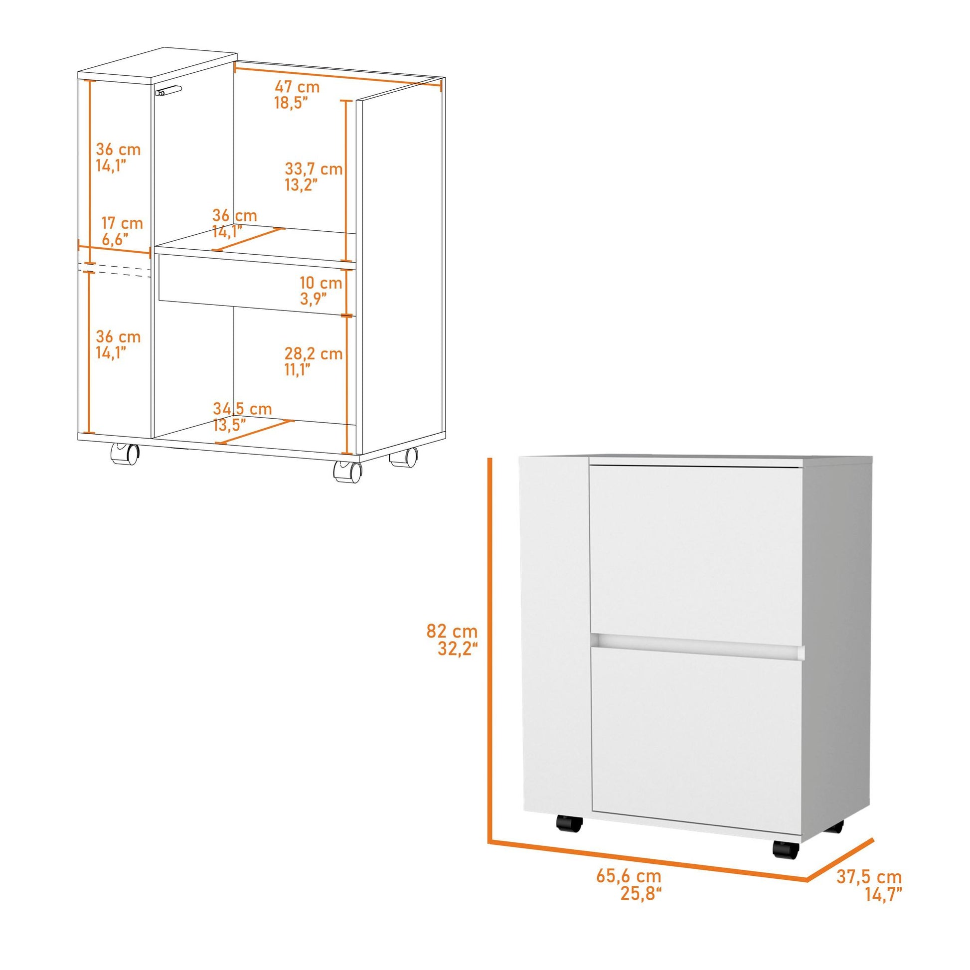 White 2-Cabinet Bar Cart image 6
