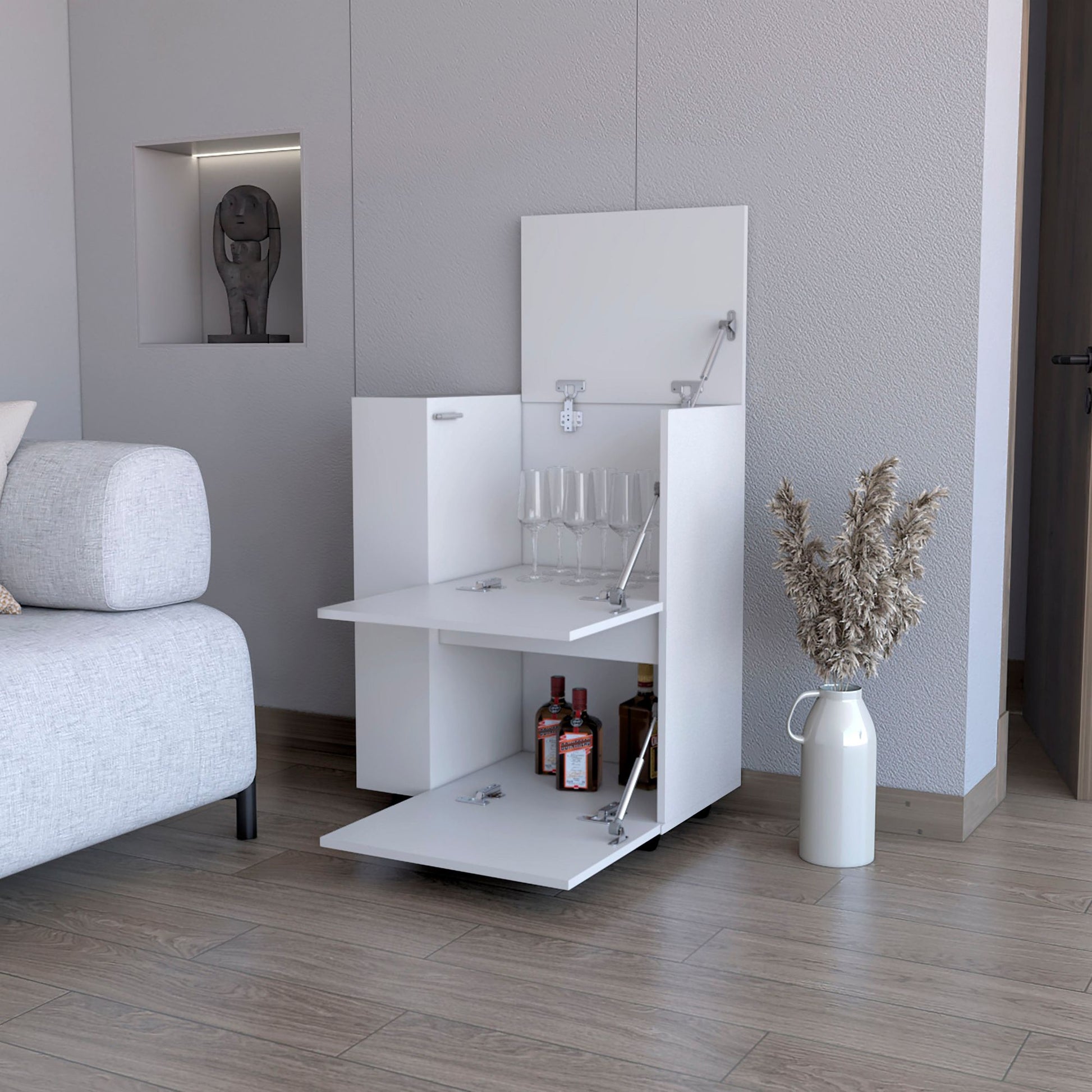 White 2-Cabinet Bar Cart image 2