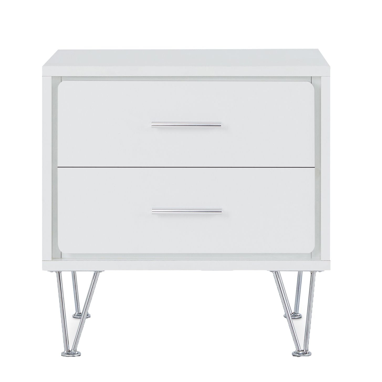 White 2-Drawer Accent Table with Hairpin Legs image 2