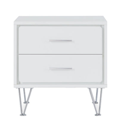 White 2-Drawer Accent Table with Hairpin Legs image 2