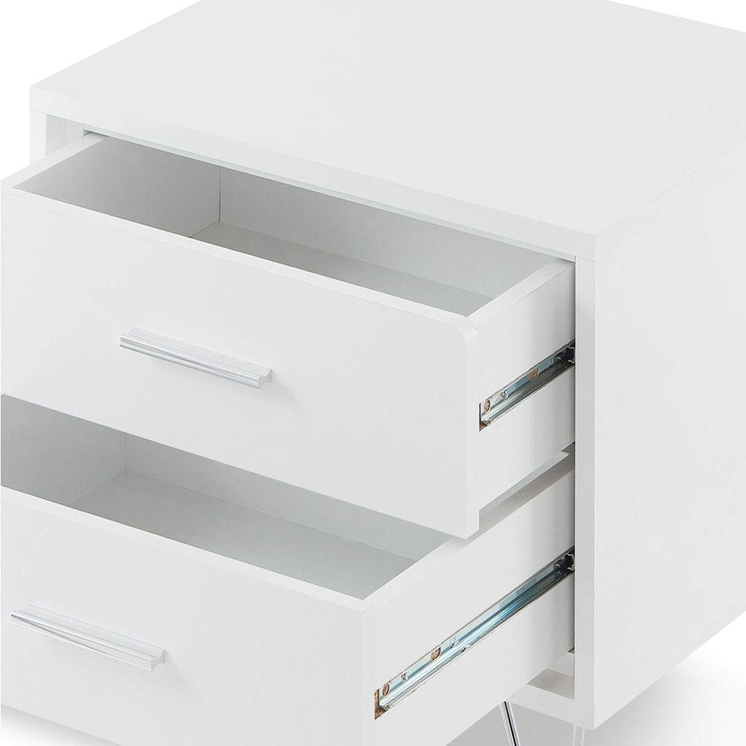White 2-Drawer Accent Table with Hairpin Legs image 4