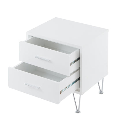 White 2-Drawer Accent Table with Hairpin Legs image 3