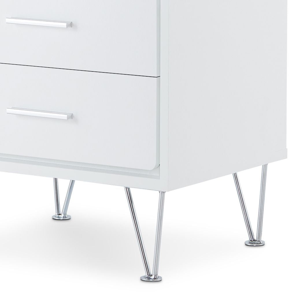 White 2-Drawer Accent Table with Hairpin Legs image 5