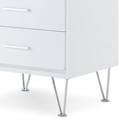 White 2-Drawer Accent Table with Hairpin Legs image 5