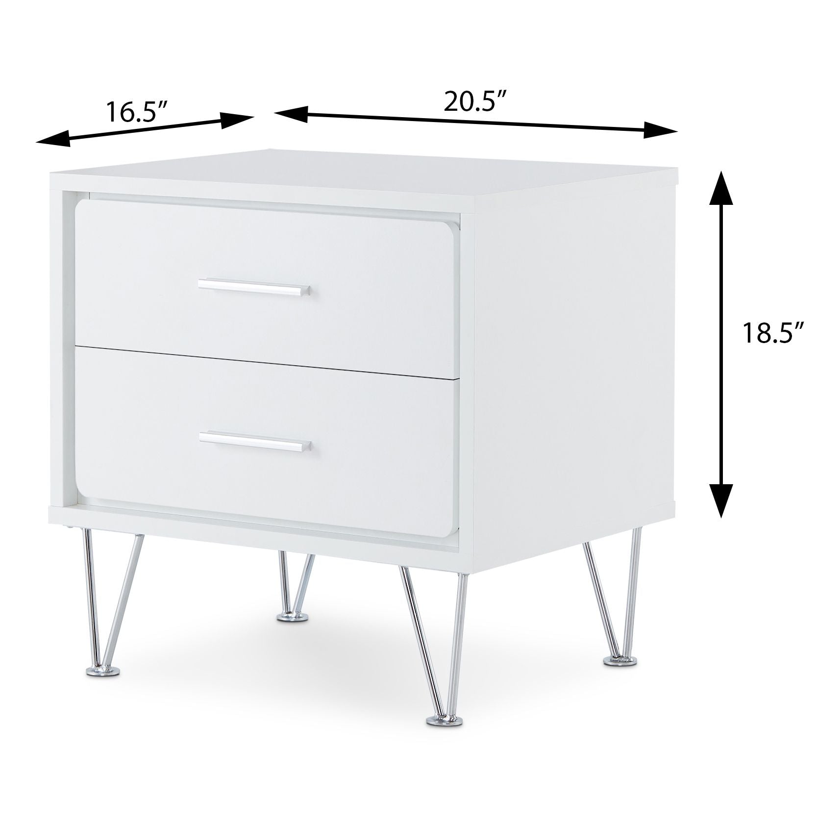 White 2-Drawer Accent Table with Hairpin Legs image 6