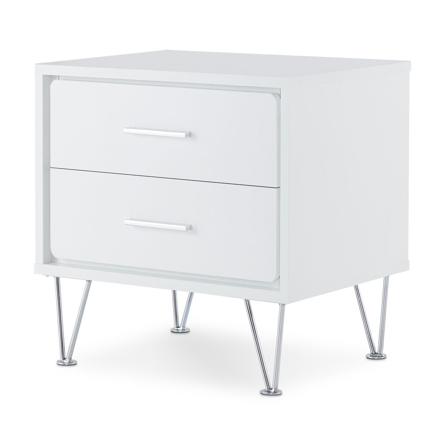 White 2-Drawer Accent Table with Hairpin Legs image 1