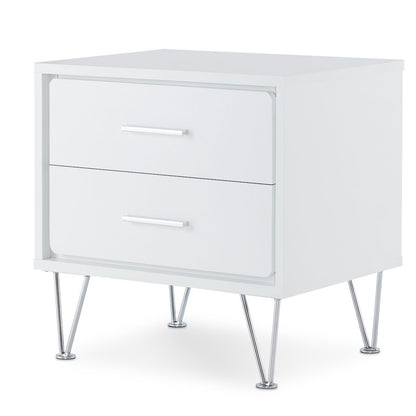 White 2-Drawer Accent Table with Hairpin Legs image 1