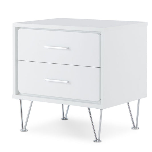 White 2-Drawer Accent Table with Hairpin Legs image 1