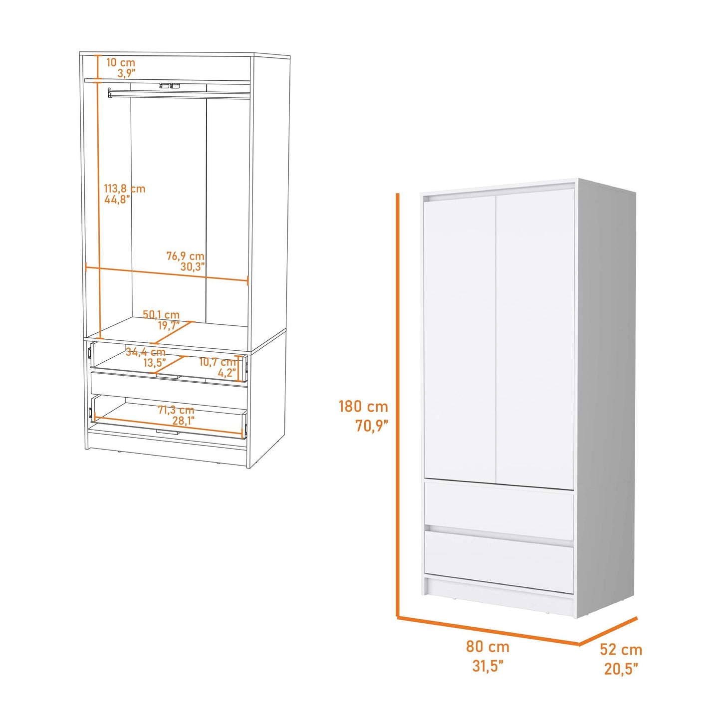 White 2-Drawer Armoire image 6