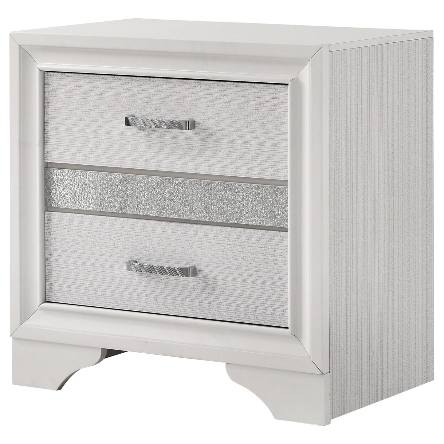 White 2-drawer Nightstand with Hidden Jewelry Tray image 3