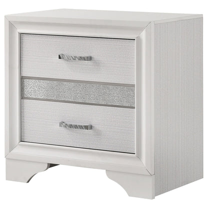 White 2-drawer Nightstand with Hidden Jewelry Tray image 3