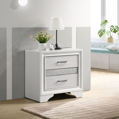 White 2-drawer Nightstand with Hidden Jewelry Tray image 1