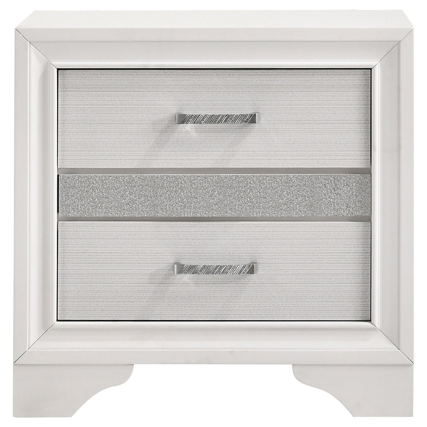 White 2-drawer Nightstand with Hidden Jewelry Tray image 4