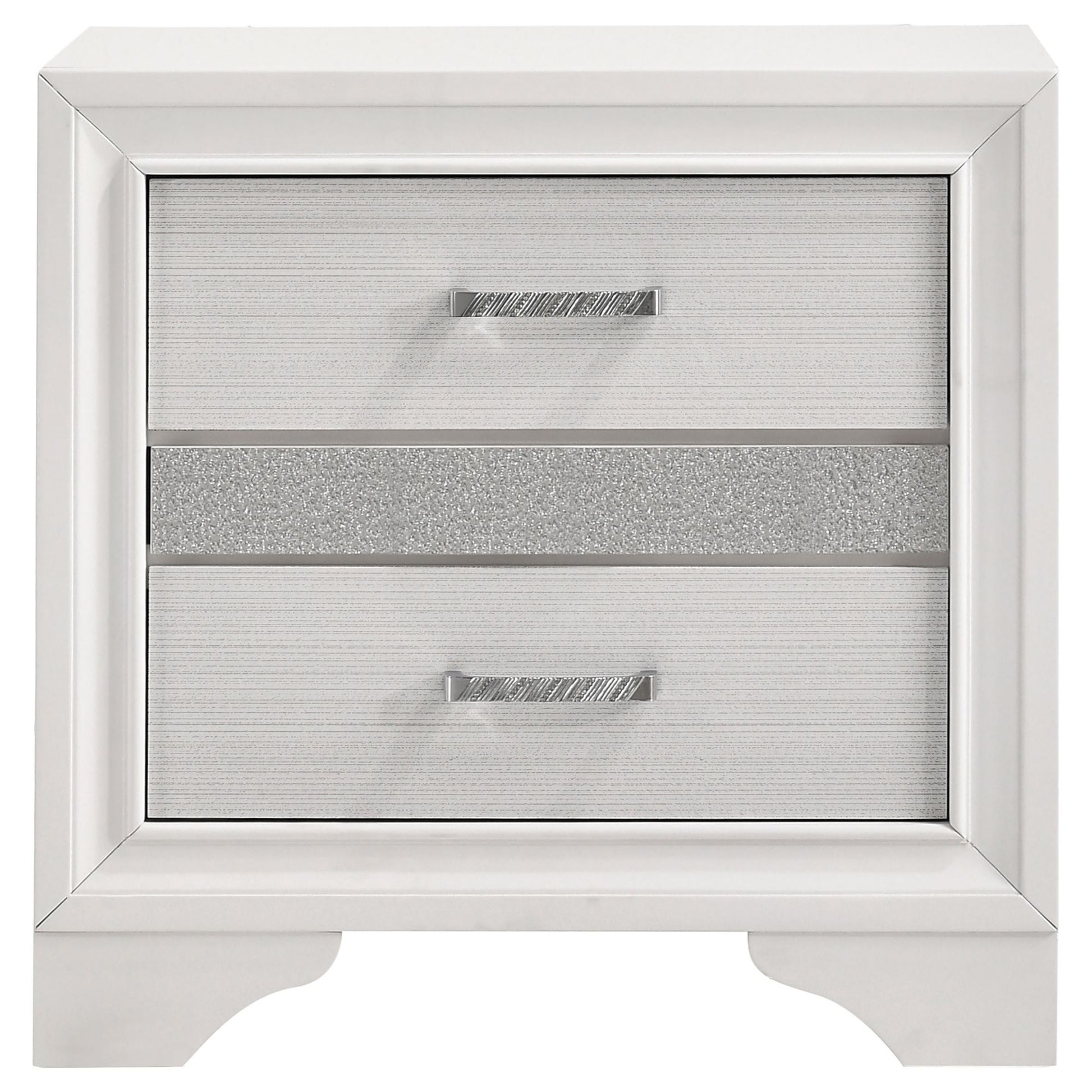 White 2-drawer Nightstand with Hidden Jewelry Tray image 4