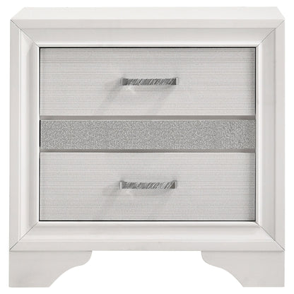 White 2-drawer Nightstand with Hidden Jewelry Tray image 4
