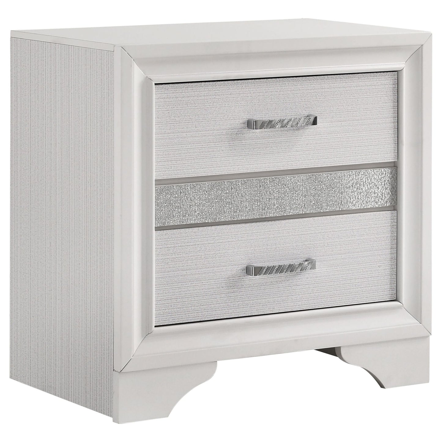 White 2-drawer Nightstand with Hidden Jewelry Tray image 2