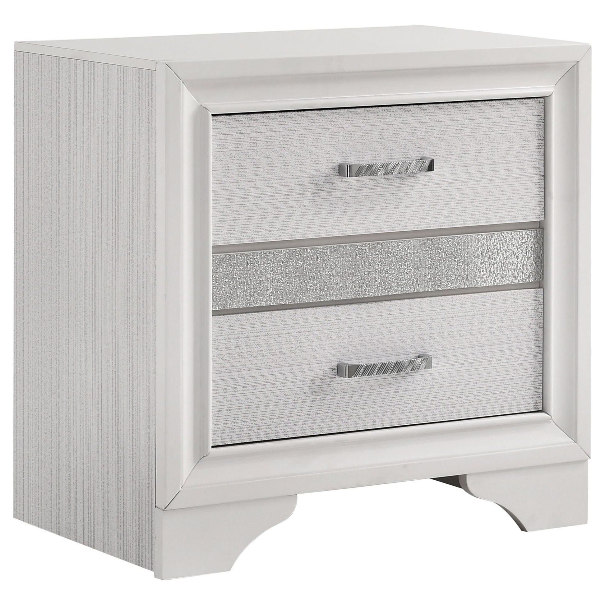 White 2-drawer Nightstand with Hidden Jewelry Tray image 2