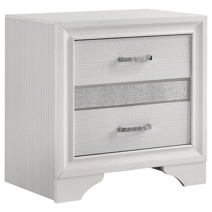 White 2-drawer Nightstand with Hidden Jewelry Tray image 2