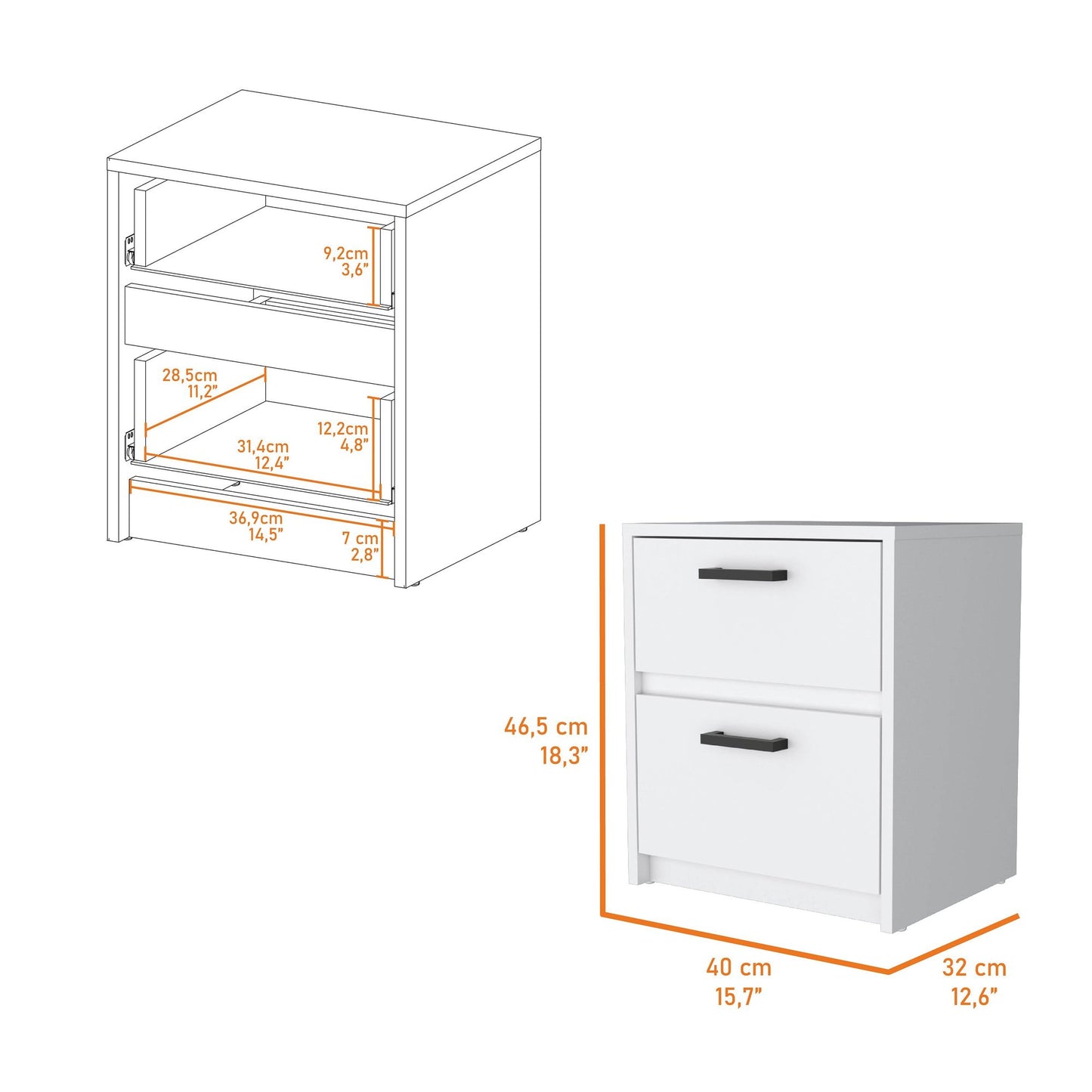 White 2-Drawer Nightstand image 6