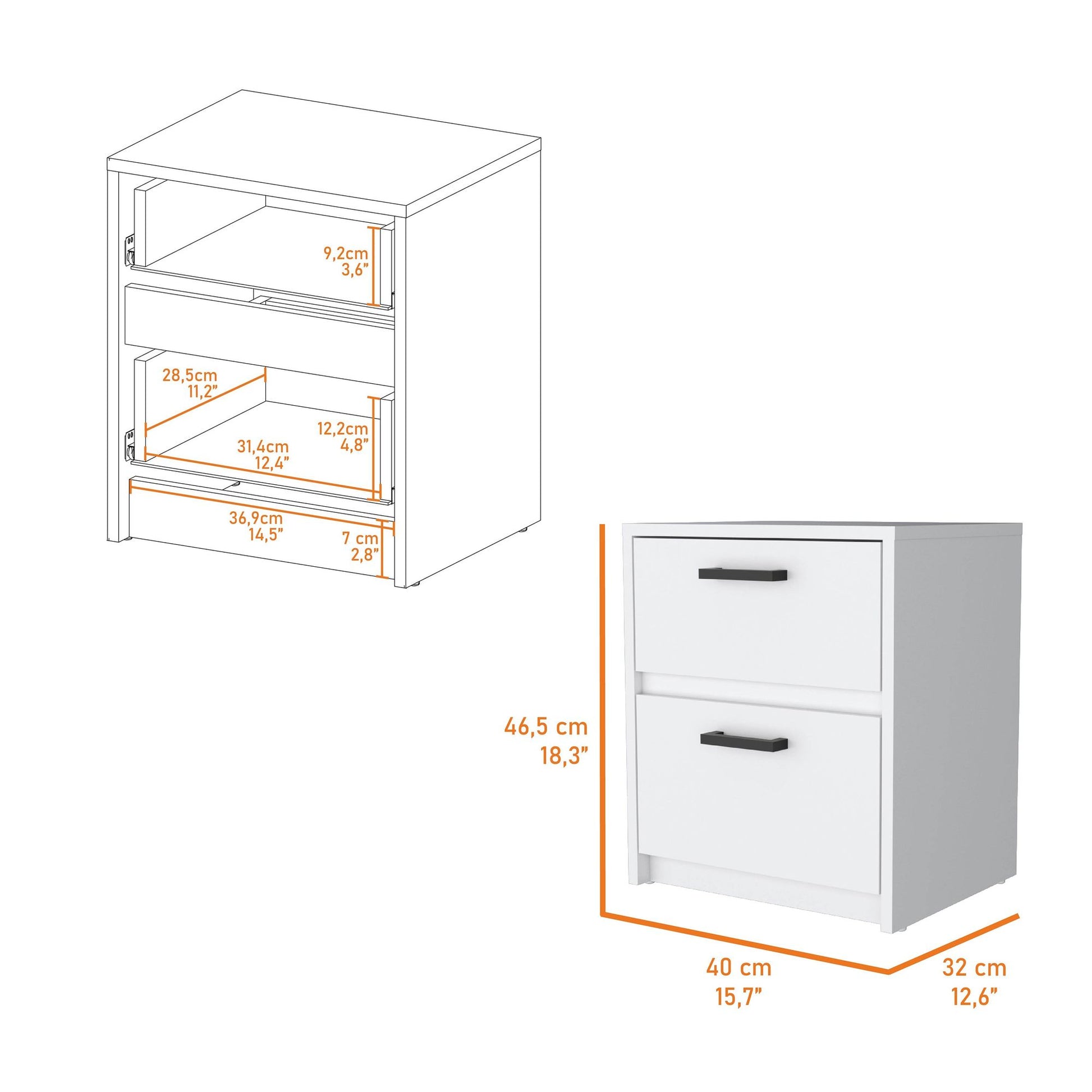 White 2-Drawer Nightstand image 6