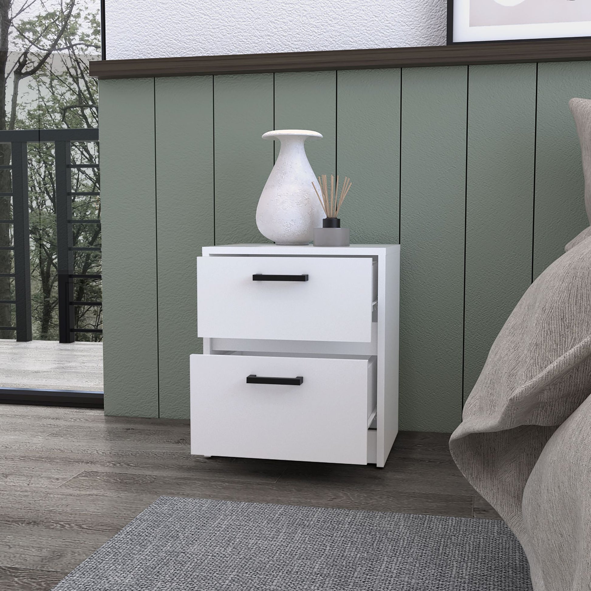 White 2-Drawer Nightstand image 2