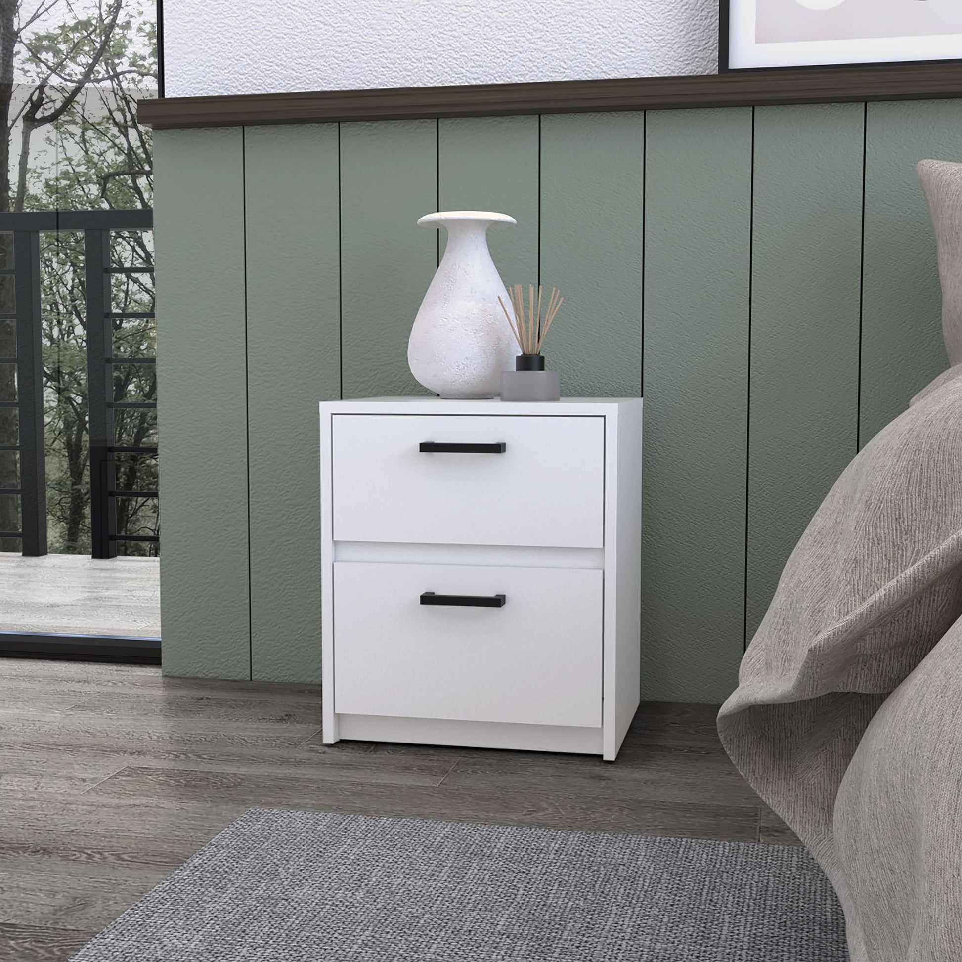 White 2-Drawer Nightstand image 1