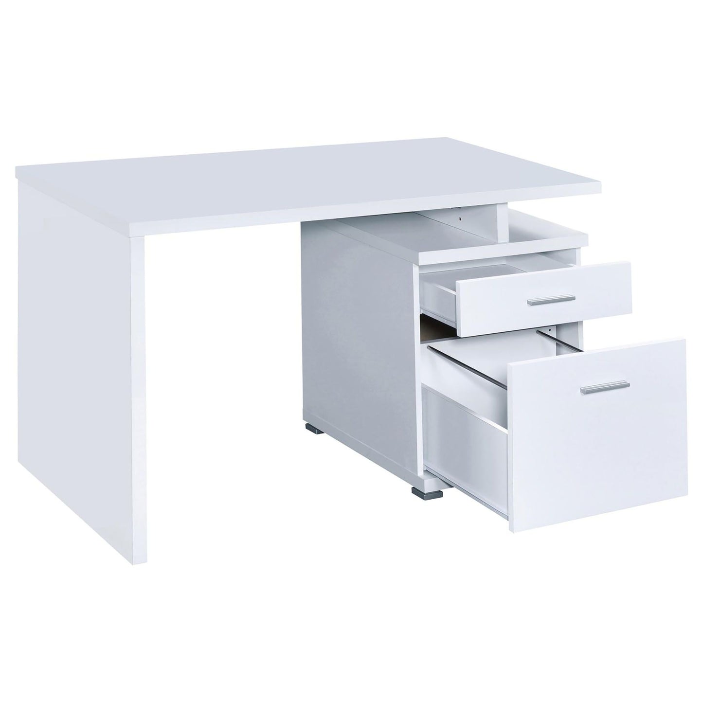 White 2-Drawer Reversible Office Desk image 4