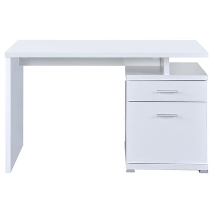 White 2-Drawer Reversible Office Desk image 5
