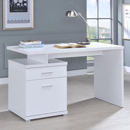 White 2-Drawer Reversible Office Desk image 2