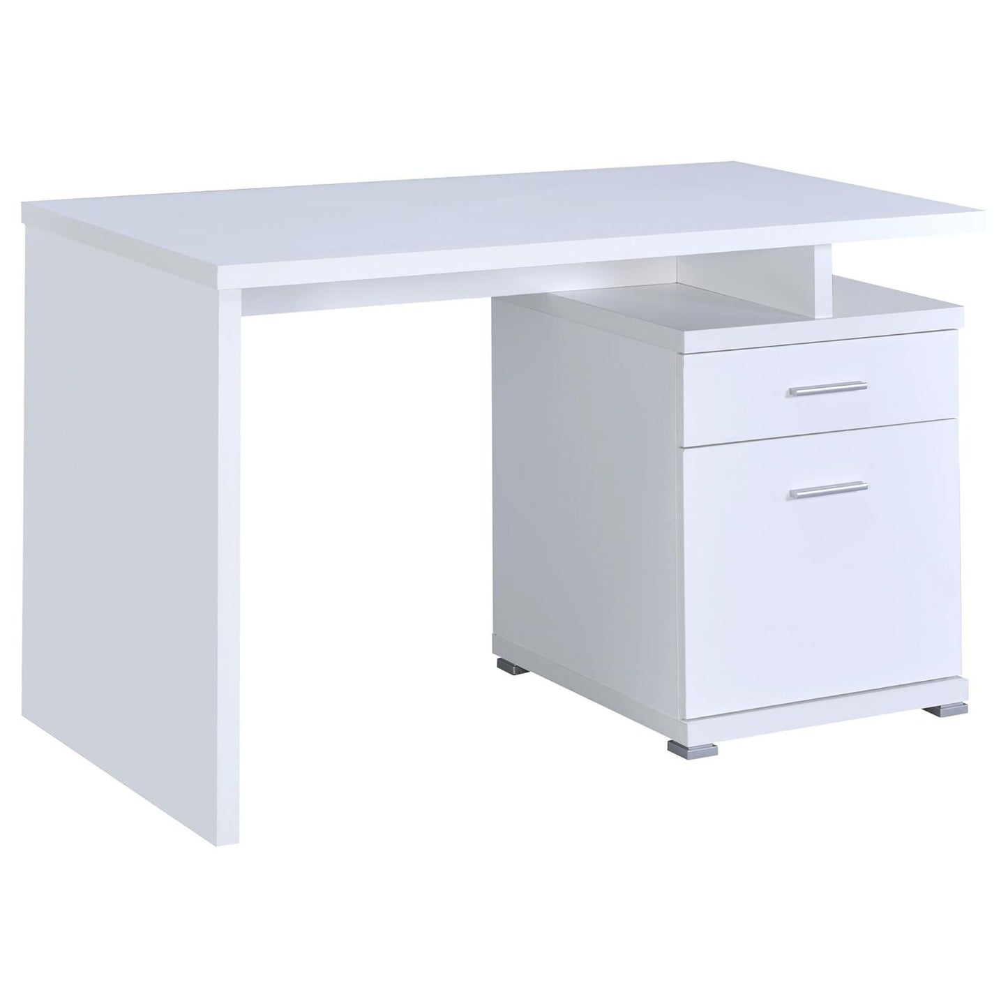 White 2-Drawer Reversible Office Desk image 3