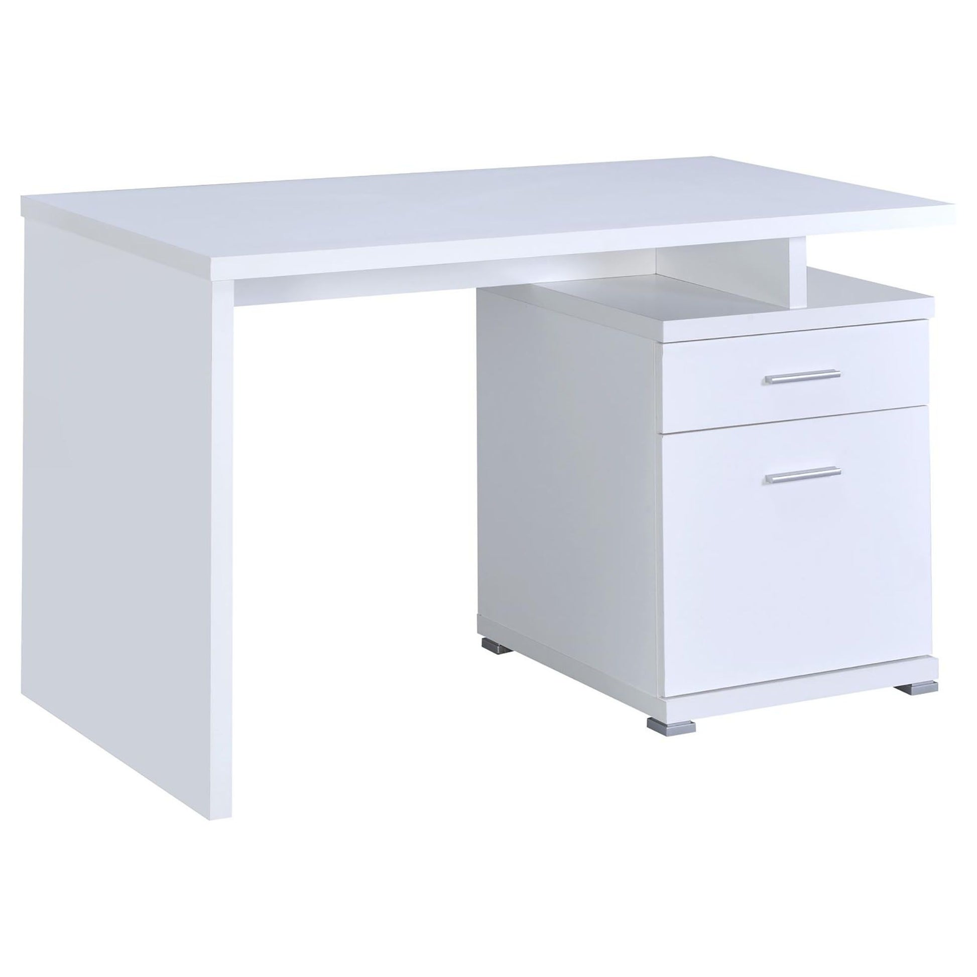 White 2-Drawer Reversible Office Desk image 3