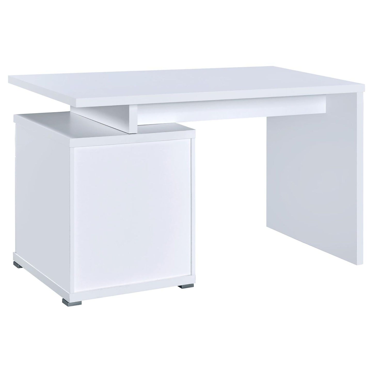 White 2-Drawer Reversible Office Desk image 9