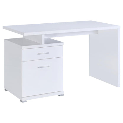 White 2-Drawer Reversible Office Desk image 6