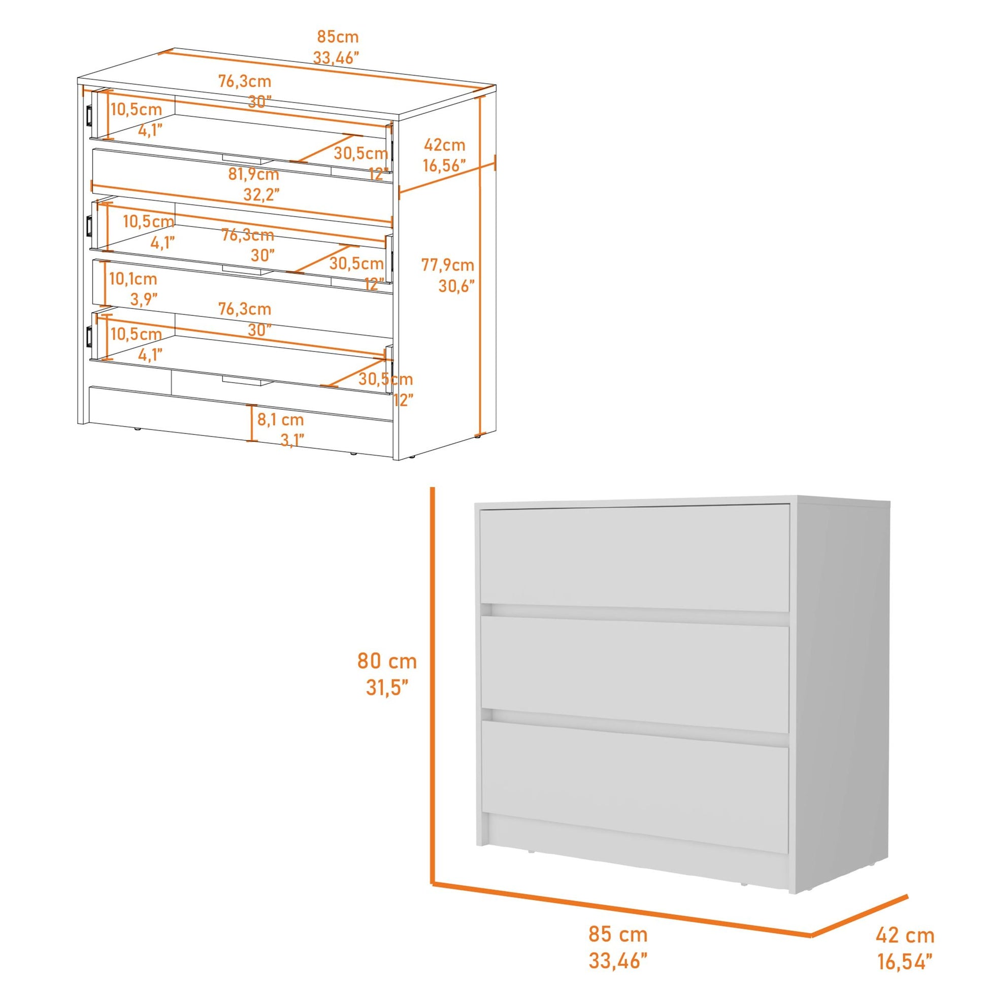 White 3-Drawer Dresser image 7