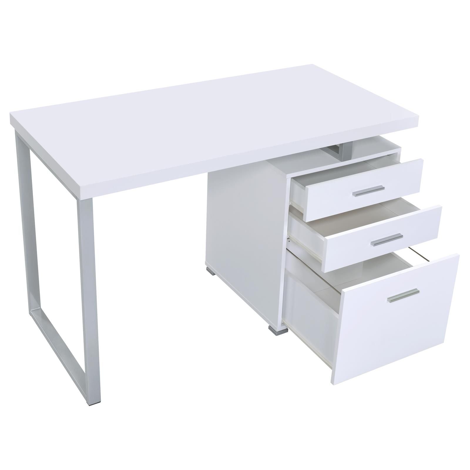 White 3-drawer Reversible Office Desk image 9