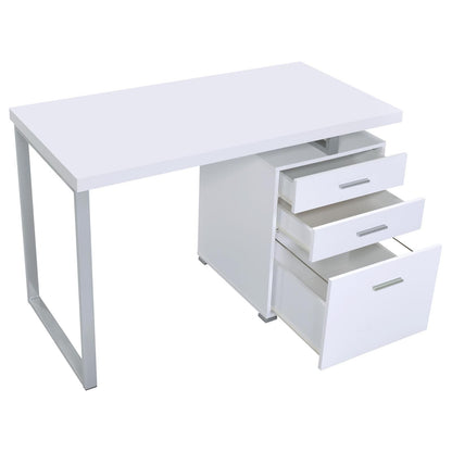 White 3-drawer Reversible Office Desk image 9