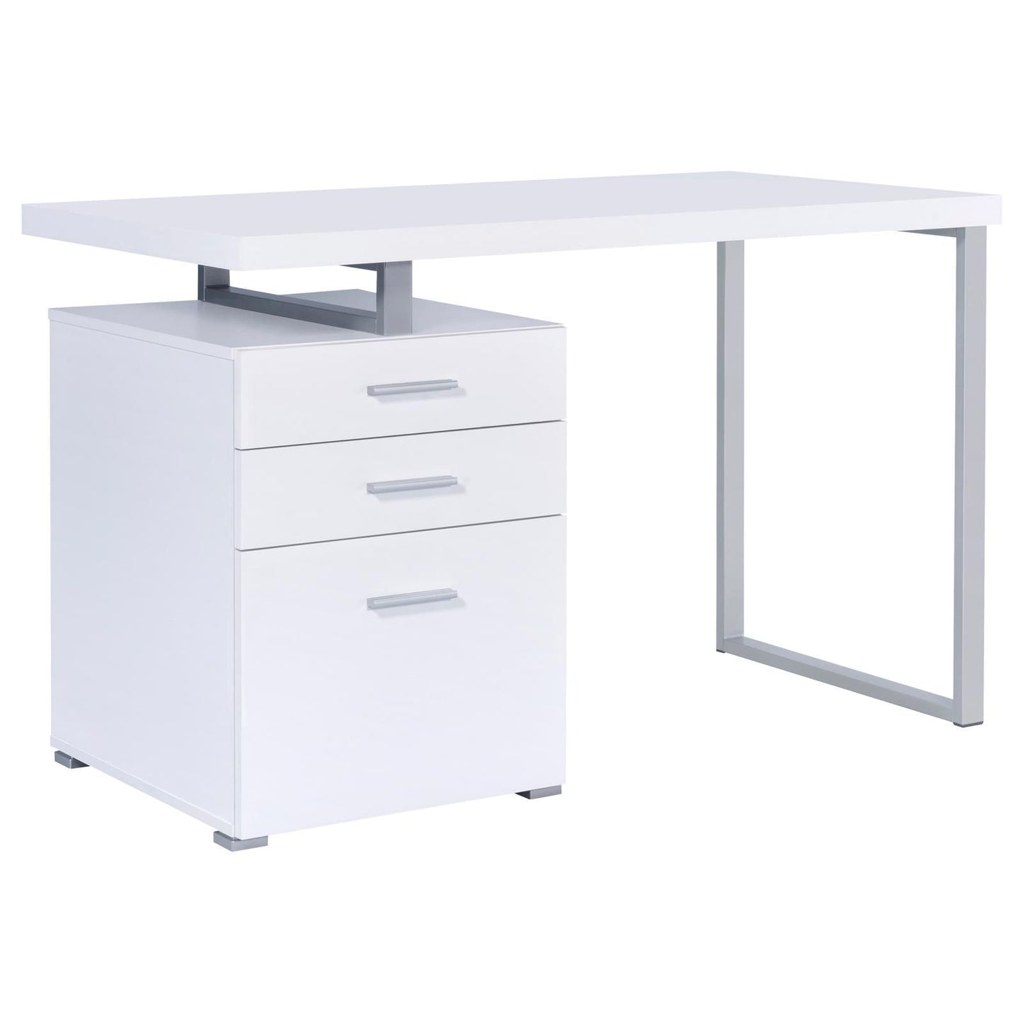 White 3-drawer Reversible Office Desk image 2