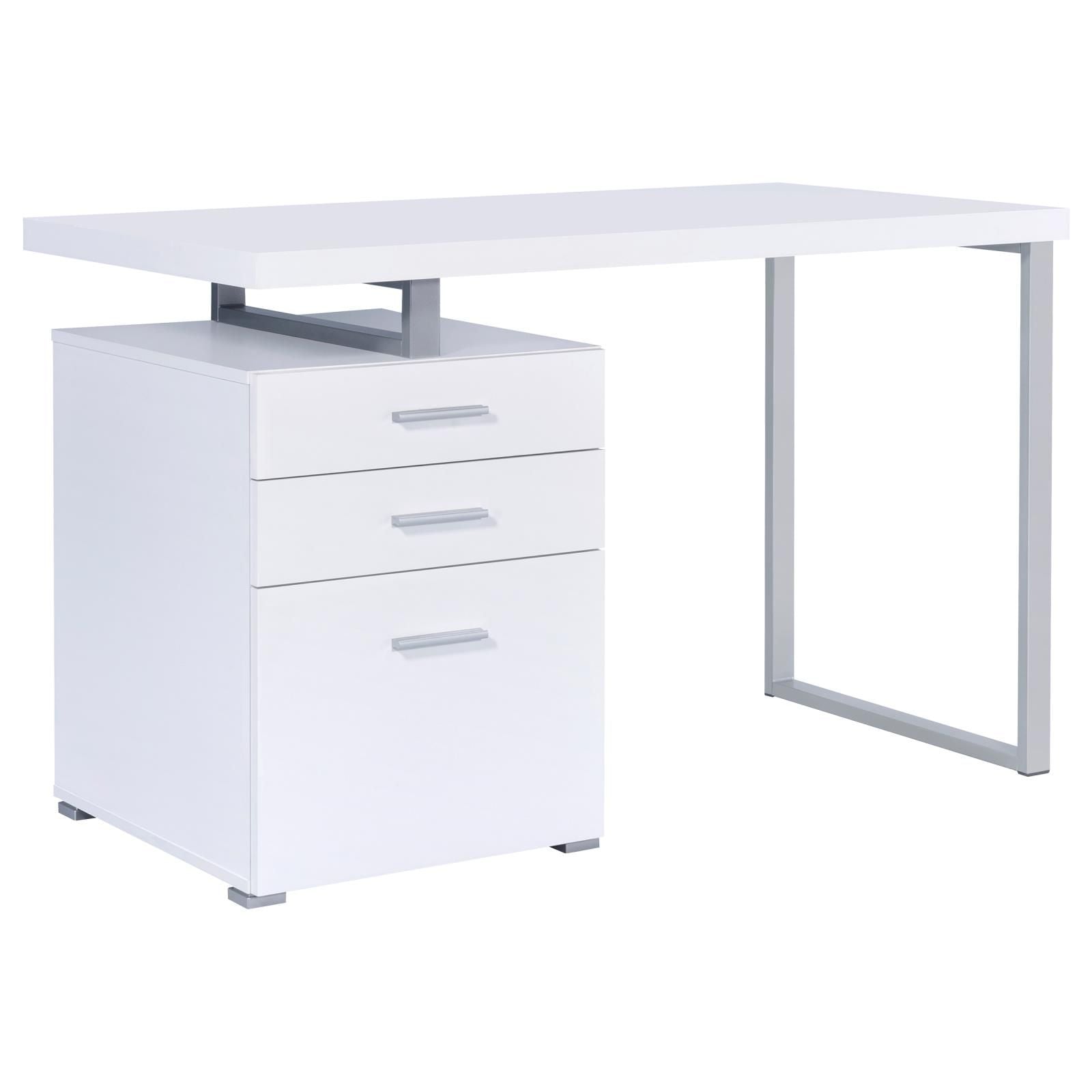 White 3-drawer Reversible Office Desk image 2