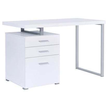 White 3-drawer Reversible Office Desk image 2