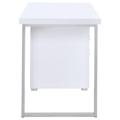 White 3-drawer Reversible Office Desk image 6