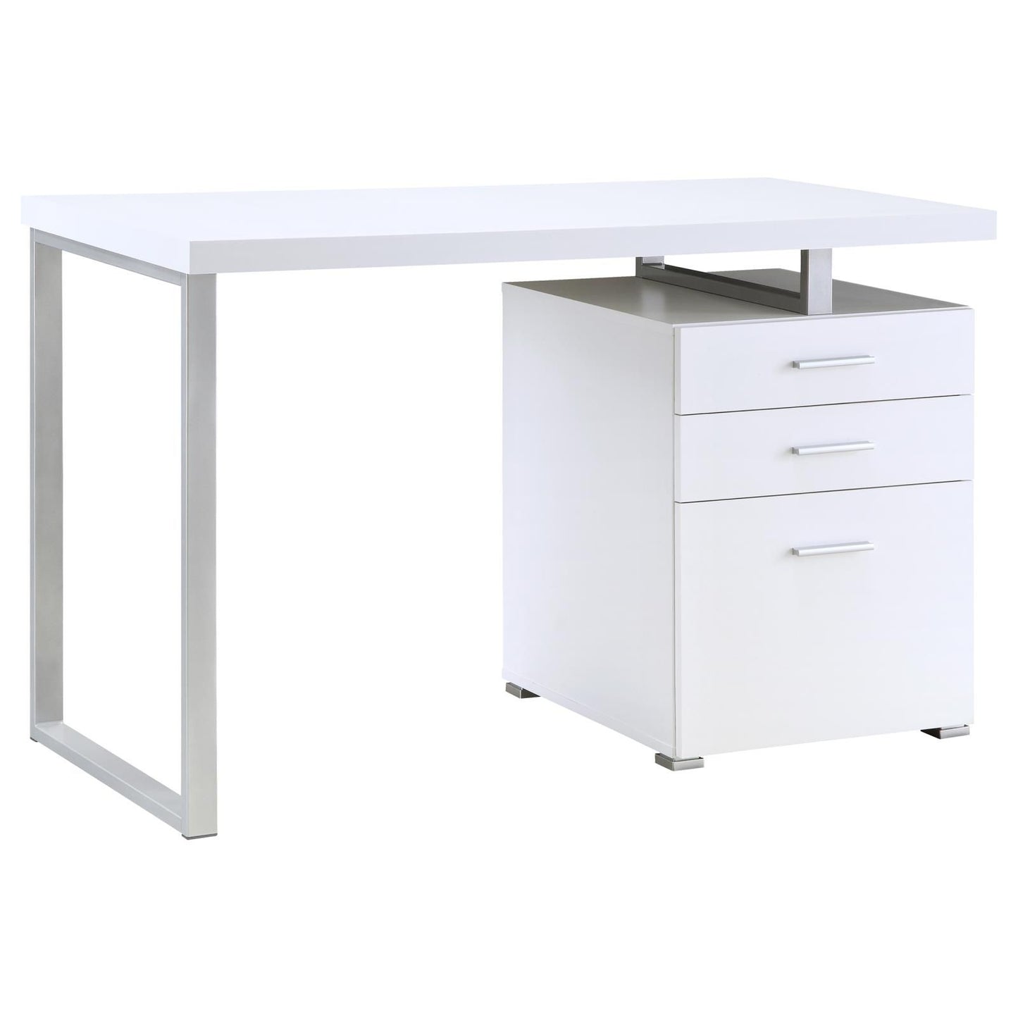 White 3-drawer Reversible Office Desk image 3