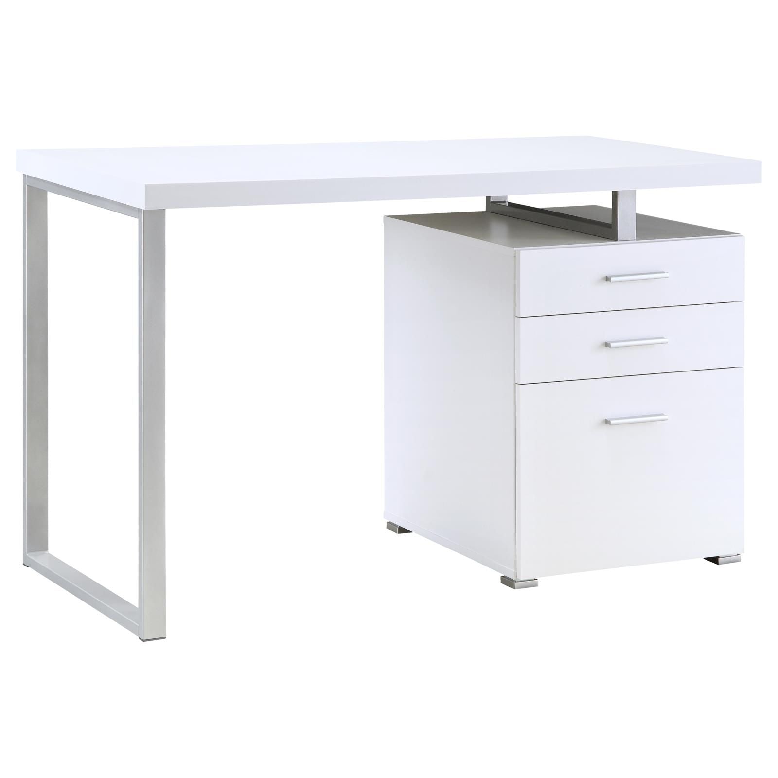 White 3-drawer Reversible Office Desk image 3