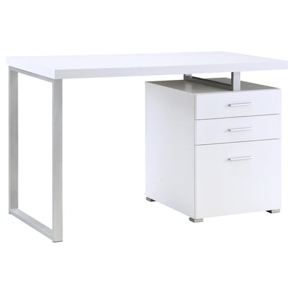 White 3-drawer Reversible Office Desk image 3