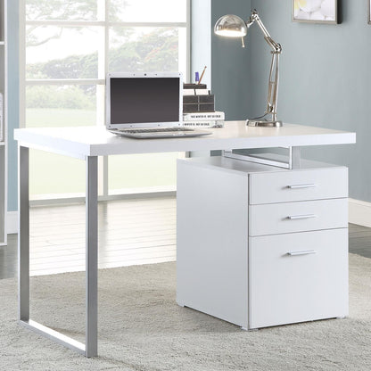 White 3-drawer Reversible Office Desk image 1