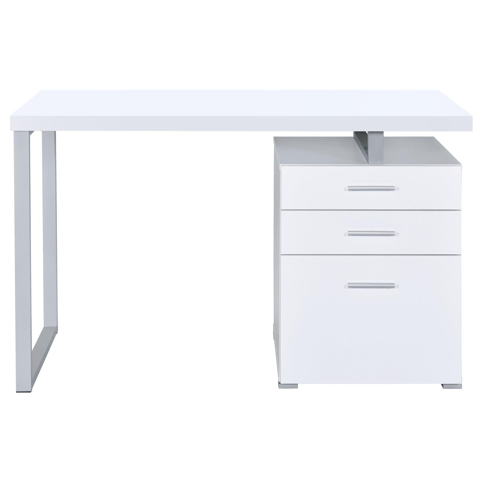 White 3-drawer Reversible Office Desk image 4