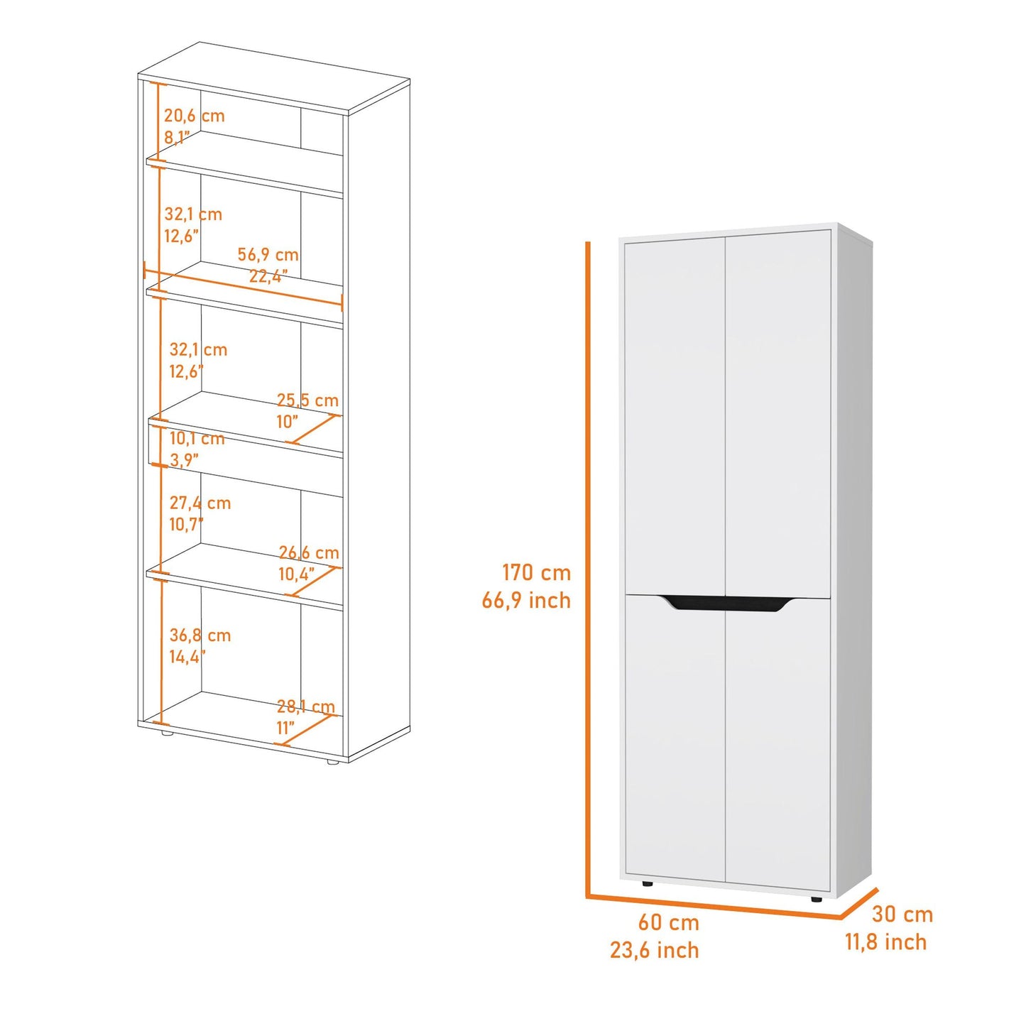 White 5-Shelf Kitchen Pantry image 6
