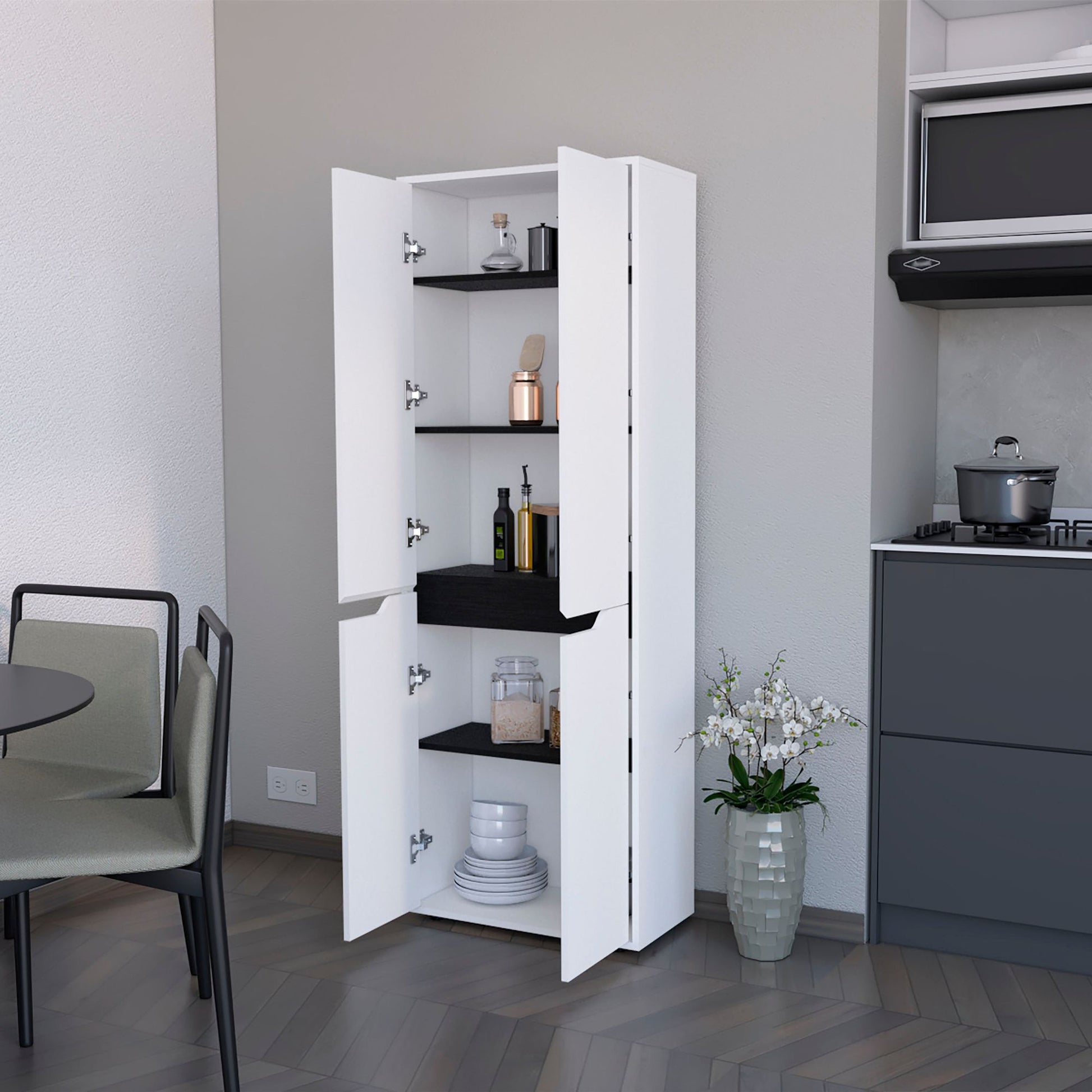 White 5-Shelf Kitchen Pantry image 2