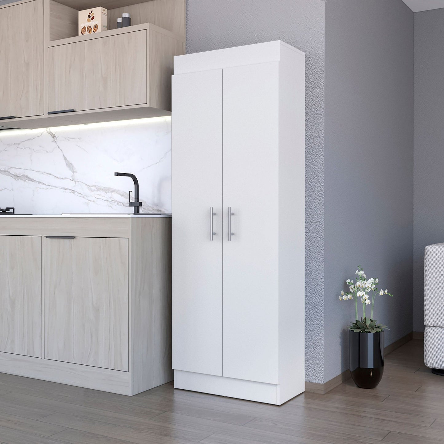 White 5-Shelf Storage Pantry Cabinet image 1