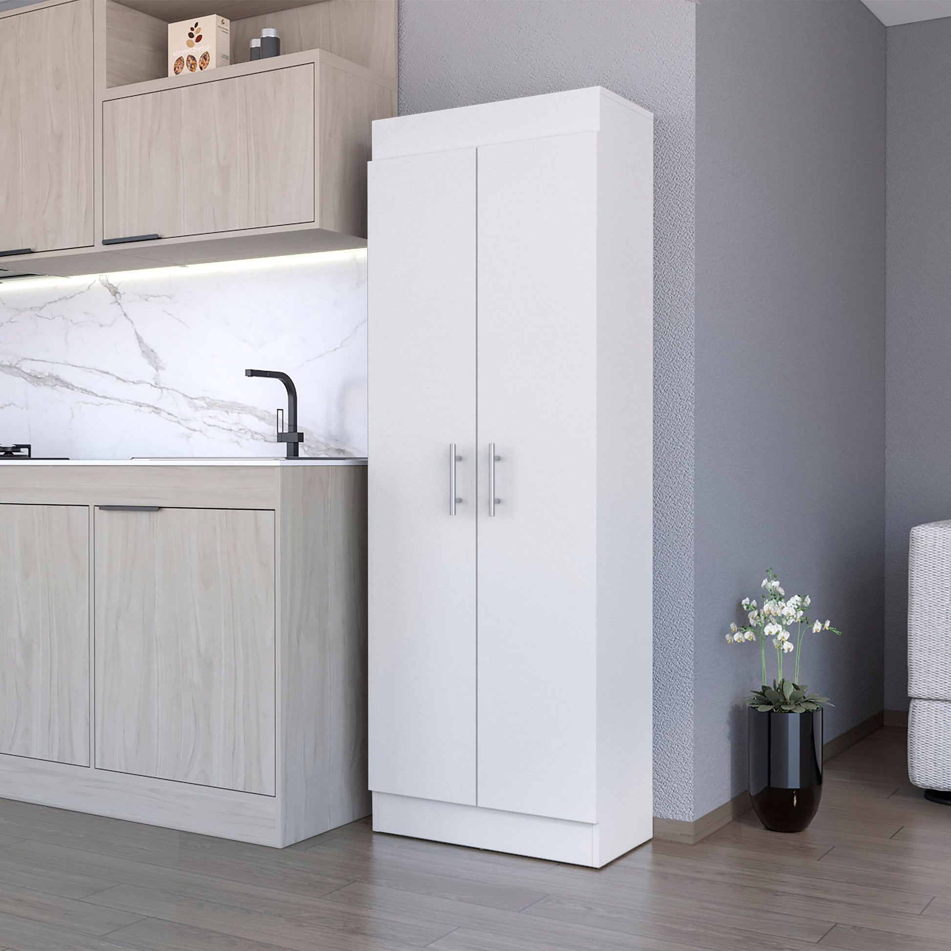 White 5-Shelf Storage Pantry Cabinet image 1